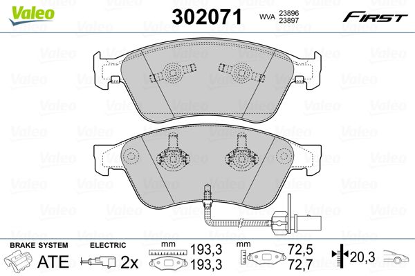 VALEO 302071 Brake Pad Set, disc brake