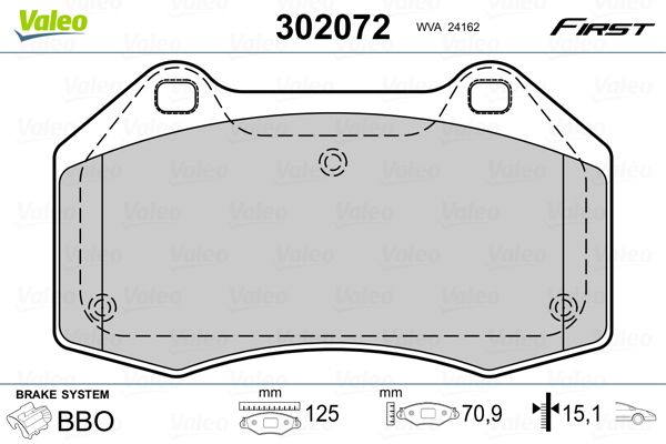 VALEO 302072 Brake Pad Set, disc brake