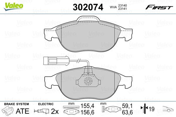 VALEO 302074 Brake Pad Set, disc brake