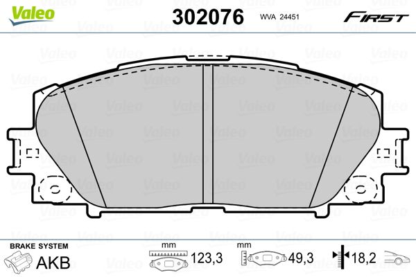 VALEO 302076 Brake Pad Set, disc brake