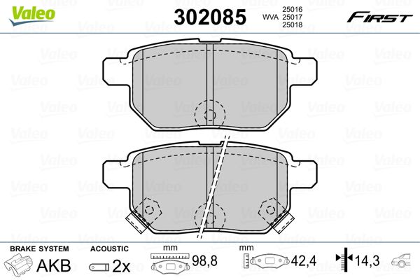 VALEO 302085 Brake Pad Set, disc brake