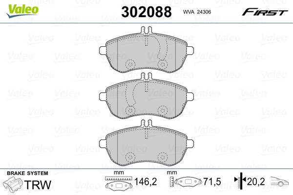VALEO 302088 Brake Pad Set, disc brake