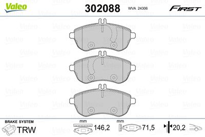 Brake Pad Set, disc brake VALEO 302088