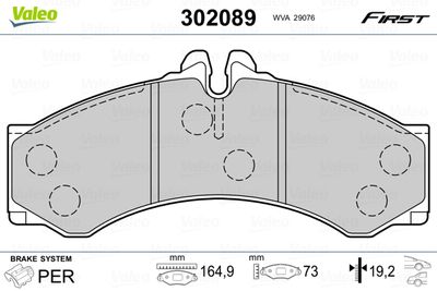 Brake Pad Set, disc brake VALEO 302089