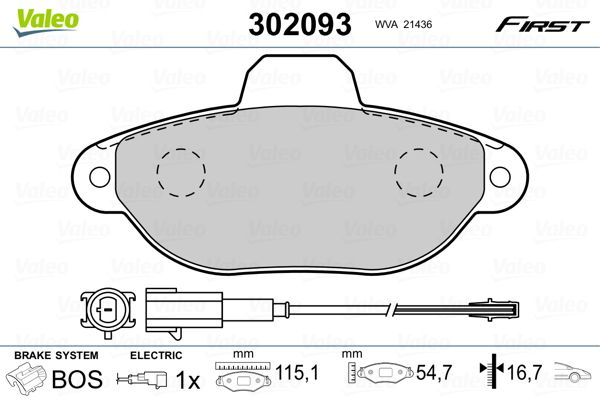 VALEO 302093 Brake Pad Set, disc brake
