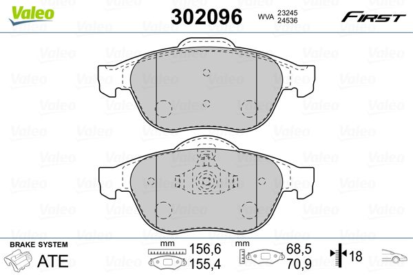 VALEO 302096 Brake Pad Set, disc brake
