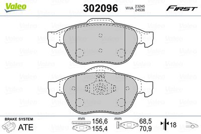 Brake Pad Set, disc brake VALEO 302096