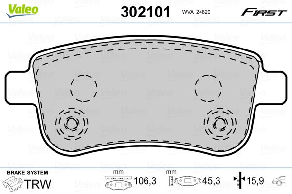 VALEO 302101 Brake Pad Set, disc brake