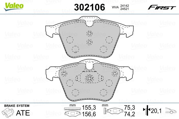 VALEO 302106 Brake Pad Set, disc brake