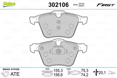Brake Pad Set, disc brake VALEO 302106