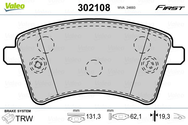 VALEO 302108 Brake Pad Set, disc brake