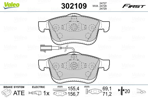 VALEO 302109 Brake Pad Set, disc brake