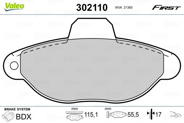 VALEO 302110 Brake Pad Set, disc brake