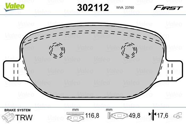 VALEO 302112 Brake Pad Set, disc brake