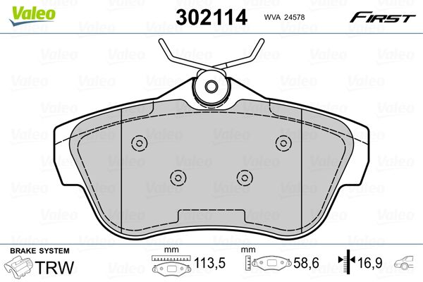 VALEO 302114 Brake Pad Set, disc brake