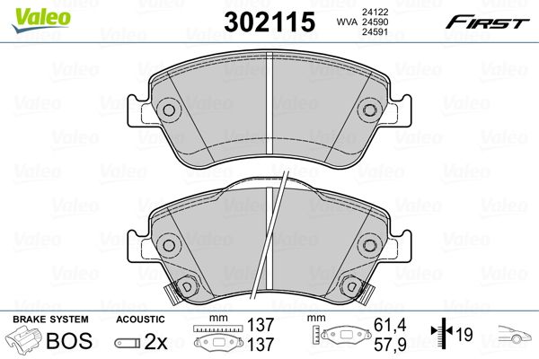 VALEO 302115 Brake Pad Set, disc brake