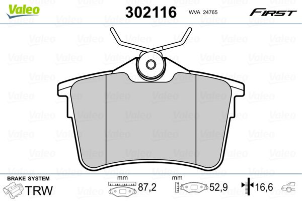 VALEO 302116 Brake Pad Set, disc brake