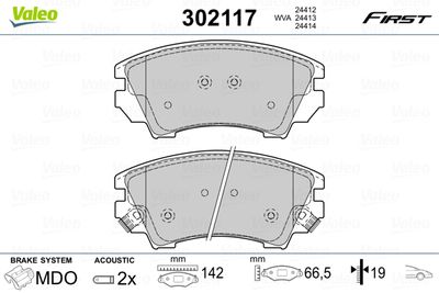 Brake Pad Set, disc brake VALEO 302117