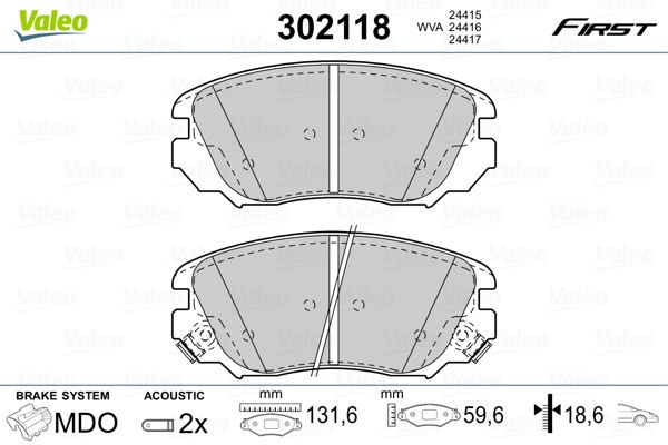 VALEO 302118 Brake Pad Set, disc brake