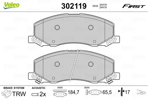 VALEO 302119 Brake Pad Set, disc brake