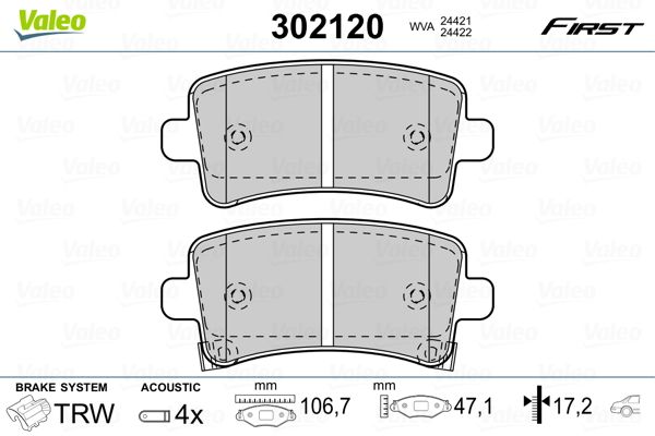 VALEO 302120 Brake Pad Set, disc brake