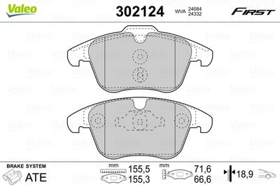 Brake Pad Set, disc brake VALEO 302124