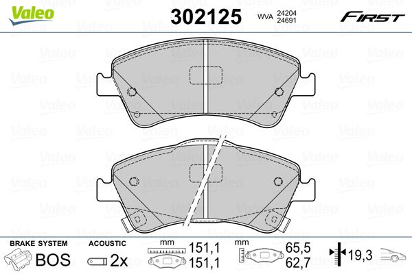 VALEO 302125 Brake Pad Set, disc brake