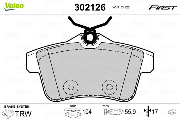 VALEO 302126 Brake Pad Set, disc brake