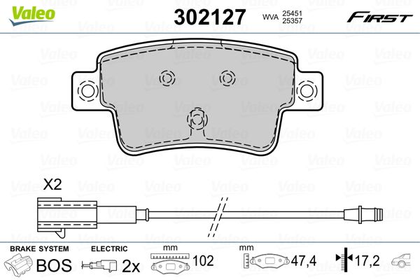 VALEO 302127 Brake Pad Set, disc brake