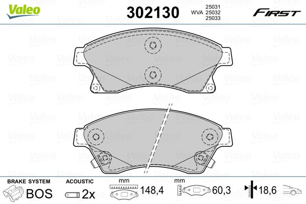 VALEO 302130 Brake Pad Set, disc brake