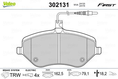 Brake Pad Set, disc brake VALEO 302131
