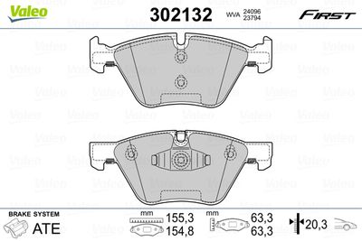 Brake Pad Set, disc brake VALEO 302132