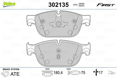 Brake Pad Set, disc brake VALEO 302135