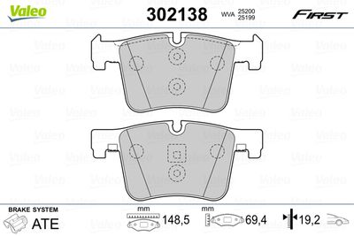 Brake Pad Set, disc brake VALEO 302138