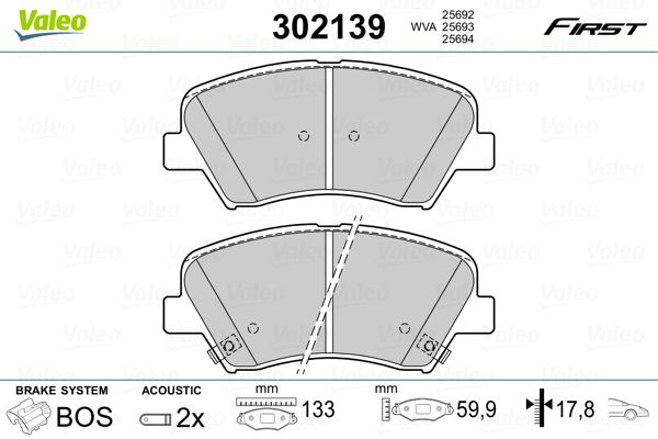 VALEO 302139 Brake Pad Set, disc brake