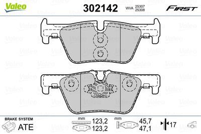 Brake Pad Set, disc brake VALEO 302142