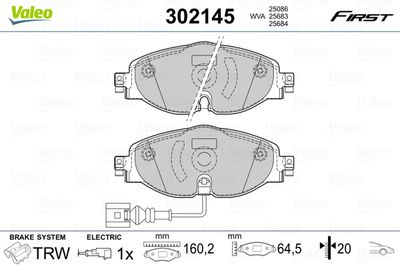Brake Pad Set, disc brake VALEO 302145