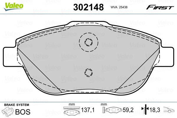 VALEO 302148 Brake Pad Set, disc brake