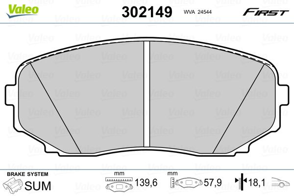 VALEO 302149 Brake Pad Set, disc brake