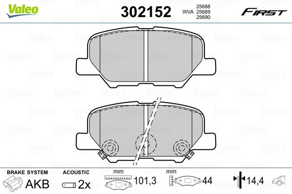 VALEO 302152 Brake Pad Set, disc brake