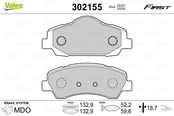VALEO 302155 Brake Pad Set, disc brake
