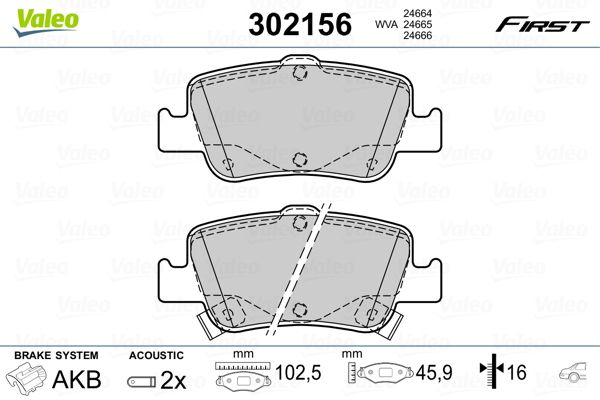 VALEO 302156 Brake Pad Set, disc brake