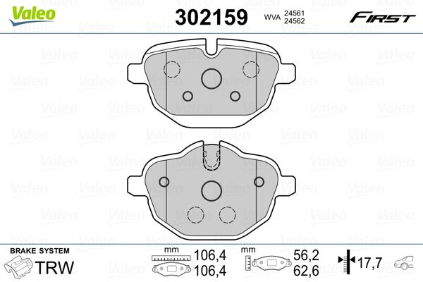 VALEO 302159 Brake Pad Set, disc brake