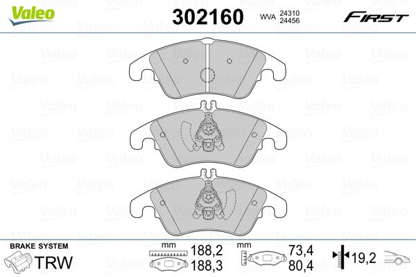 VALEO 302160 Brake Pad Set, disc brake
