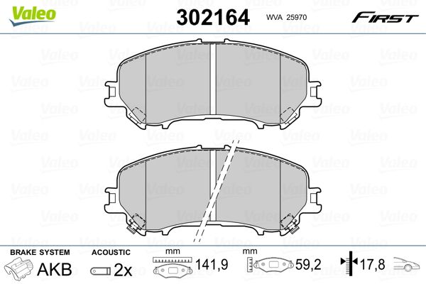 VALEO 302164 Brake Pad Set, disc brake