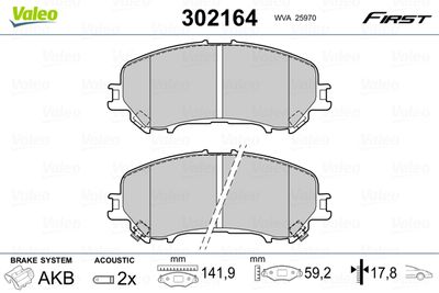 Brake Pad Set, disc brake VALEO 302164