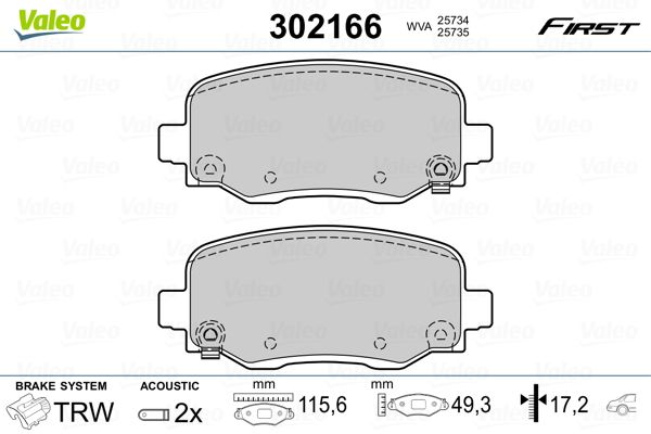 VALEO 302166 Brake Pad Set, disc brake