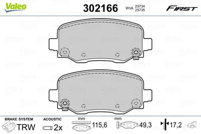 Brake Pad Set, disc brake VALEO 302166
