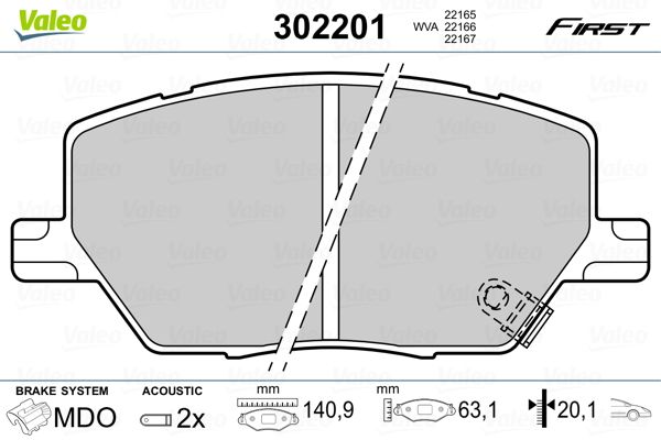 VALEO 302201 Brake Pad Set, disc brake