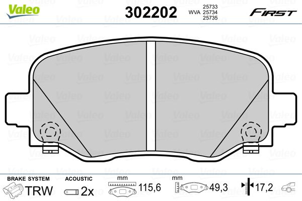 VALEO 302202 Brake Pad Set, disc brake